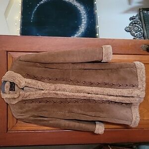 Beautiful Embroidered Suede Coat. Very soft lining.